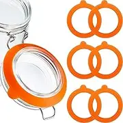 URCHUZE 10 PCS Silicone Jar Seals,Silicone Replacement Gasket,Airtight Rubber Seals Rings for Mason Jar Lids, Leak-Proof Canning Silicone Fitting Seals for Glass Clip Top Jars (Set of 10,Orange)