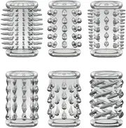 6 pcs Silicone Penis Sleeve Set Penis Rings Silicone Cock Rings Enhancing Enhance Men Cock Rings with Stretchy Textured Studied Stretchy Adult Sex Toys for Men Couple
