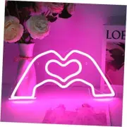 Heart Hands Neon Sign, Music Singer Love Finger Neon Light with Dimmer and
