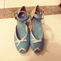 在飛比找蝦皮購物優惠-LU ITALY粉藍楔型鞋原價2680