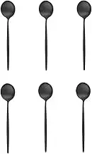 Tea Spoon Dessert Spoons 6Pcs Matte Stainless Steel Teaspoon for Dessert Ice Cream Stirring Coffee Small Spoons Kitchen Accessories Mini Gold Spoon Set 6Pcs Black