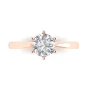 Rose Gold Solitaire Promise Ring, 1 ct Round Cut Simulated Diamond