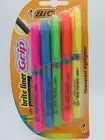 5 Pack Bic Brite Liner Grip Highlighter Fluorescent Asst Colours 31257
