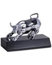 Bey-Berk Chrome Plated Bull Sculpture