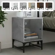 Bedside Cabinets with Glass Doors Nightstand Side Table Bedroom 2 pcs vidaXL