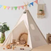 Sumbababy Teepee Tent for Kids with Carry Case, Natural Canvas Teepee Play Tent,