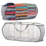 GoodSing Collapsible Laundry Baskets, 3 Compartments Mesh Laundry Hamper, Pop...
