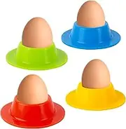 AYNKH 4PCS Silicone Egg Holder, 8.6cm Colorful Egg Cups Stand Tray Stack and Store for Breakfast Kitchen Outdoor Camping Kids