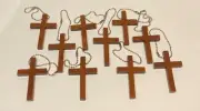 Lot of 10 Wood Crosses Keychains or can remake into Earrings, Necklaces etc