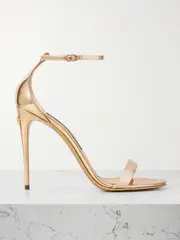 [Dolce & Gabbana] Dolce & Gabbana - Mirrored-leather Sandals - Gold - IT41 IT 41 Gold