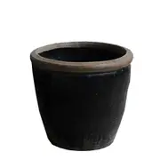 Belle Finola 53cm Round Antique Water Pot Container Outdoor Decor Small Black