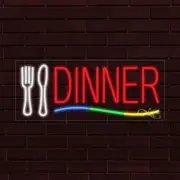 NEW "DINNER" w/LOGO 30x12x1 INCH LED FLEX WINDOW/WALL INDOOR SIGN 30784