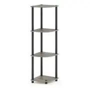 Furinno Turn-N-Tube Wood 4-Tier Corner Display Rack in French Oak Gray/Black