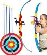 Toy Bow & Arrow Archery for Kids 32" Target Stand Quiver Suction Arrow 22"