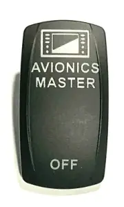 Carling Avionics Master On / Off White Lighted Rocker Switch Cover Black