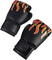 Abaodam Adult ing Gloves Comfortable Thai Sparring Mitts with Shockproof Padding Proper Fit for Training Kicking Stylish Fire Design Durable PU Material