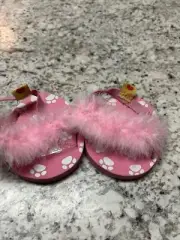 Build A Bear Pink Feather Boa Flip Flop Sandals Slippers Shoes