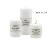 bulk 48 Unscented White Pillar Candle 7x7cm