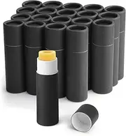 BOSMIOW 20Pcs 7g Paperboard Lip Balm Tubes Lipstick Containers Round Refillable Kraft Containers for Solid Ointment Deodorant Sample Vial DIY Cosmetic Storage,Push-Up Style,Black