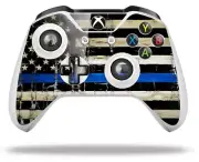 Skin for XBOX One S X Controller Cracked Blue Line Stripe USA American Flag