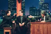 Comedian Garry Shandling, Actor Warren Beatty during an interview- Old TV Photo