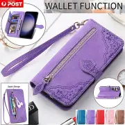 For Samsung S24 FE S23 S22 S21 S20 Ultra Plus Leather Zip Wallet Case Flip Cover