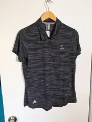 NWT WOMEN'S ADIDAS SPACEDYE POLO, SIZE: L, COLOR: BLACK/WHITE (J548)