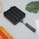Cast Iron 4 Grid Hot Dog Presser Maker Baking Steaming Tool for Gas Stovetop