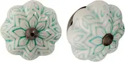 Nicola Spring 12 Pack Mint Green Ceramic Round Drawer Knobs with Fixings - Vintage Flower Kitchen Cupboard Handle Pulls Ceramic Door Cupboard Knob for Cabinets, Kitchen Drawers, Wardrobes, Dressers