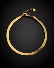 18K Italian Gold Over Silver Herringbone Anklet