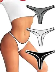 [KUKU PANDA] Cotton Thongs for Women Sexy Seamless Womans String Panties 3 Pack Set