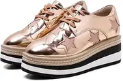 [TOSOFT] High Heel Leather Shoes for Women Spring Autumn Thick Sole Platform Flats Oxford Shoes All-Match Wedge Loafers Sneakers