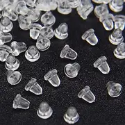 Mazoliy Earring Backs 200pcs Clear Plastic Rubber Soft Bullet Clutch Stopper Replacement for Fish Hook Earring Studs Hoops