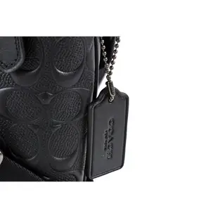 COACH 男款 浮雕LOGO前拉鍊皮革斜背包-黑色 【美國正品 現貨】