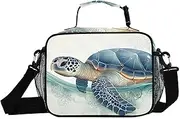 Vintage Sea Turtle Insulated Lunch Box for Women Men - Ideal for Work, Picnics - Includes Adjustable Shoulder Strap