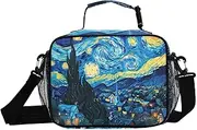 Starry Night Town Insulated Lunch Box for Women Men - Ideal for Work, Picnics - Includes Adjustable Shoulder Strap