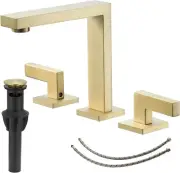 BWE Brushed Gold 3 Hole Two Handle 8 Inch Widespread Bathroom