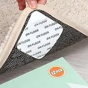 Home Techpro 12 PCS Rug Tape, Gripper for Rug for Hardwood Floors, Double Sided Reusable Under Rug Carpet Tape Stickers, Rug Anti Slip Grips for Area Rugs, Non Slip Rug Pads