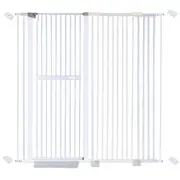 riin Extra Tall 150cm Baby Pet Security Gate Metal Safety Guard Tension Pressure Mounted for Children Dog Kitten Adjustable Width Range 135-145cm Largest Gap Between Bars 42mm Model B42 White