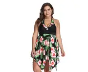 Ladies'Large-Size Swimming Suit with Separate Printed Skirt - 4