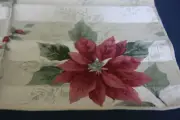 Christmas Holiday Tablecloth & Napkins Macys Poinsettia White Red