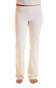 Womens 100% Organic Cotton Pajama Bottoms Ladies Sleepwear White Undyed Large
