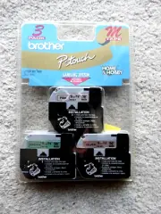 BROTHER P-TOUCH LABELING SYSTEM M TAPE ME793 PINK GREEN SILVER 3 PACK