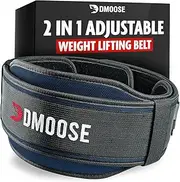 DMoose Weight Lifting Belt for Men & Women - 2 in 1 Adjustable 4" 6" Width - Weight Belt with Auto-Locking Buckle - Optimal Back Support Gym Belt for Weightlifting, Powerlifting, Squats and Deadlifts