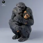 TAZO工坊[AD]黑猩猩抱寶寶CHIMPANZEE FEMALE EMBRACING BABY 3D列印模型AJP2