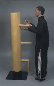 1/6 Ip Man Wing Chun Stun Kung Fu Wooden Dummy 28CM Wooden Stakes Metal Base Box