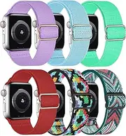 Stretchy Nylon Solo Loop Bands Compatible with Apple Watch Band 40mm 38mm 41mm 42mm 44mm 45mm 49mm,Soft Comfortable Breathable Elastic Straps for iWatch Bands Apple Watch Bands Series Ultra/8/7/6/5/4/3/2/1/SE,Women Men