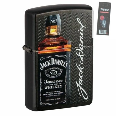Zippo 49321 Jack Daniels Logo and Bottle Gray Pocket Lighter + FLINT PACK