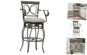 Powell Dayne Big and Tall 31" Barstool with Arms in Bar Height Light Grey