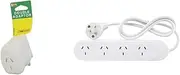 HPM Tagged Adaptors, White & Standard 4 Outlet Powerboard White